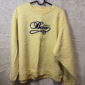 Y2K Boca Authentic Embroidered, Butter Yellow Crewneck